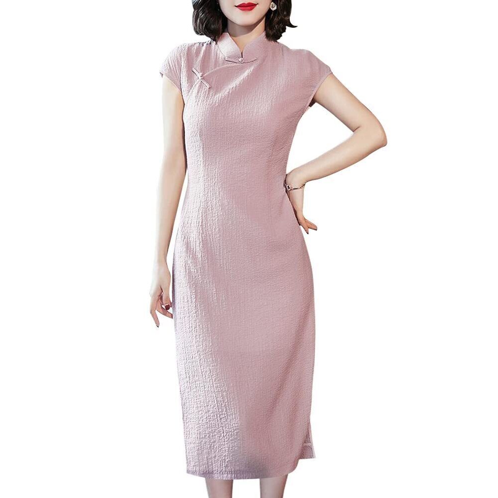 1693 Vintage Cheongsam Costume Short Sleeve Mandarin Collar Chinese